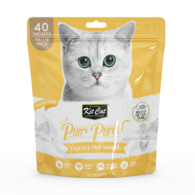[As Low As $26.50 Each] Kit Cat Purr Puree Chicken & Fiber Cat Treat Value Pack 600g