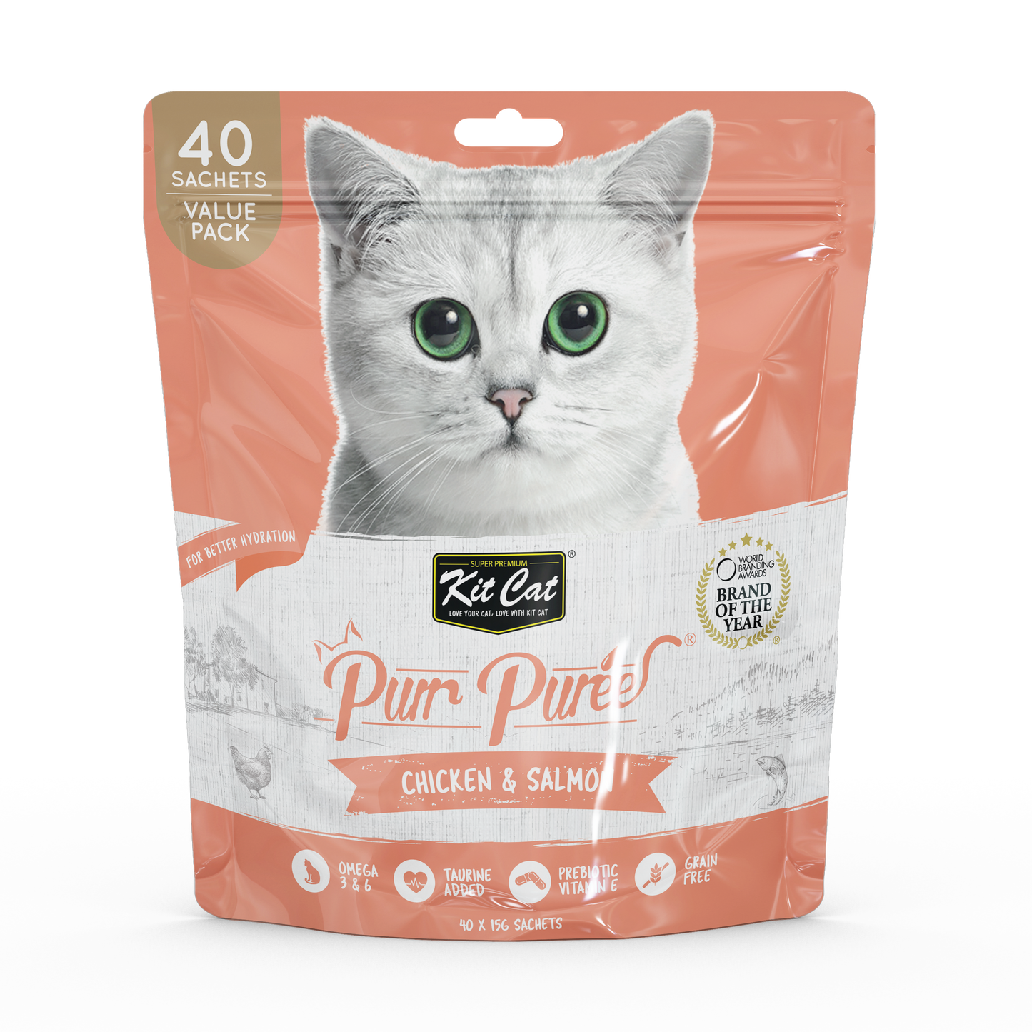 [As Low As $26.50 Each] Kit Cat Purr Puree Chicken & Salmon Cat Treat Value Pack 600g