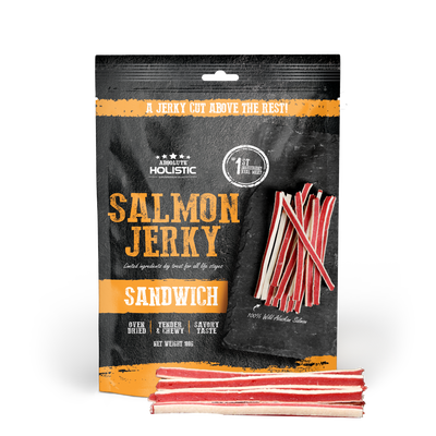 [Up to EXTRA 10% OFF] Absolute Holistic Grain-Free Salmon & Whitefish Sandwich Jerky Treat for Dogs 100g