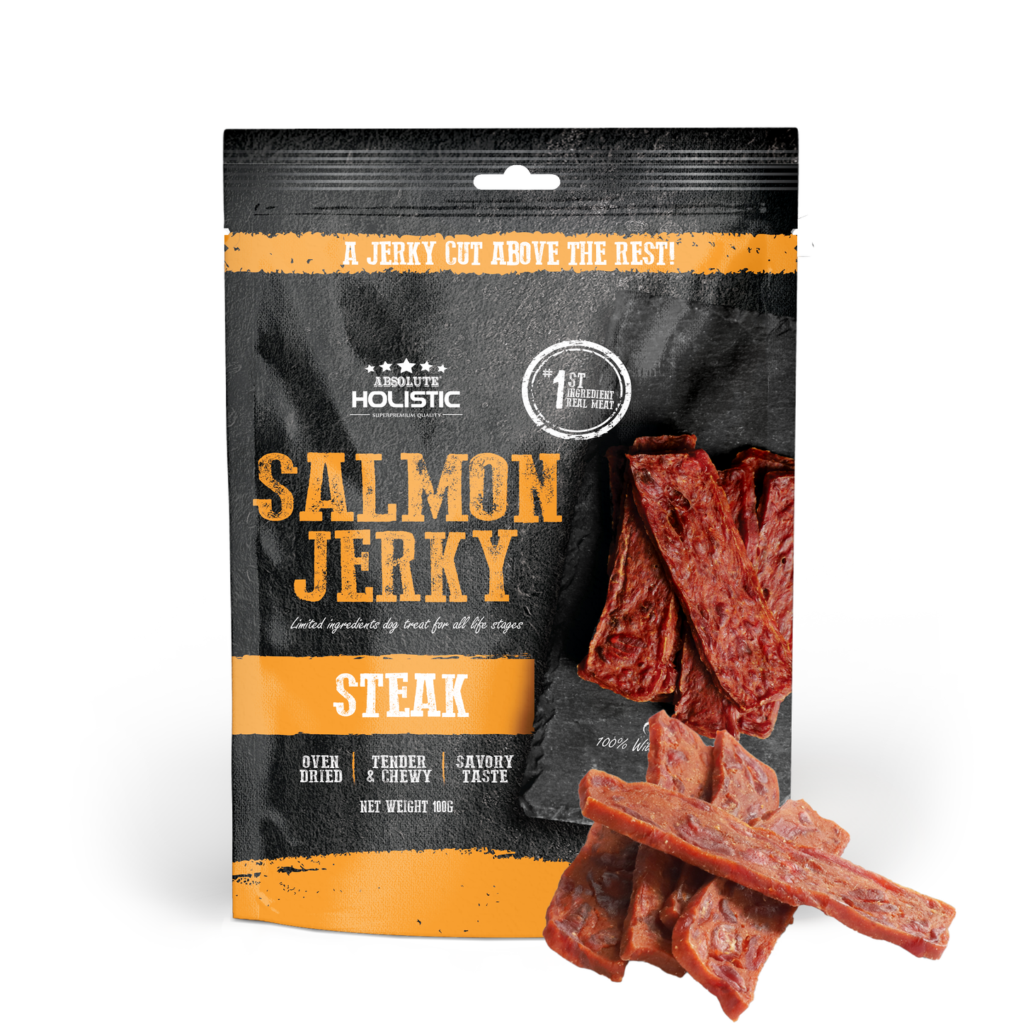 [Up to EXTRA 10% OFF] Absolute Holistic Grain-Free Salmon Steak Jerky Treat for Dogs 100g