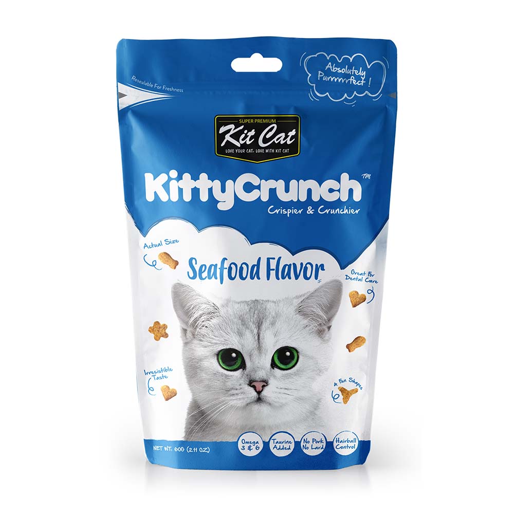 [As Low As $2.80 Each] Kit Cat Kitty Crunch Seafood Flavoured Cat Treats 60g