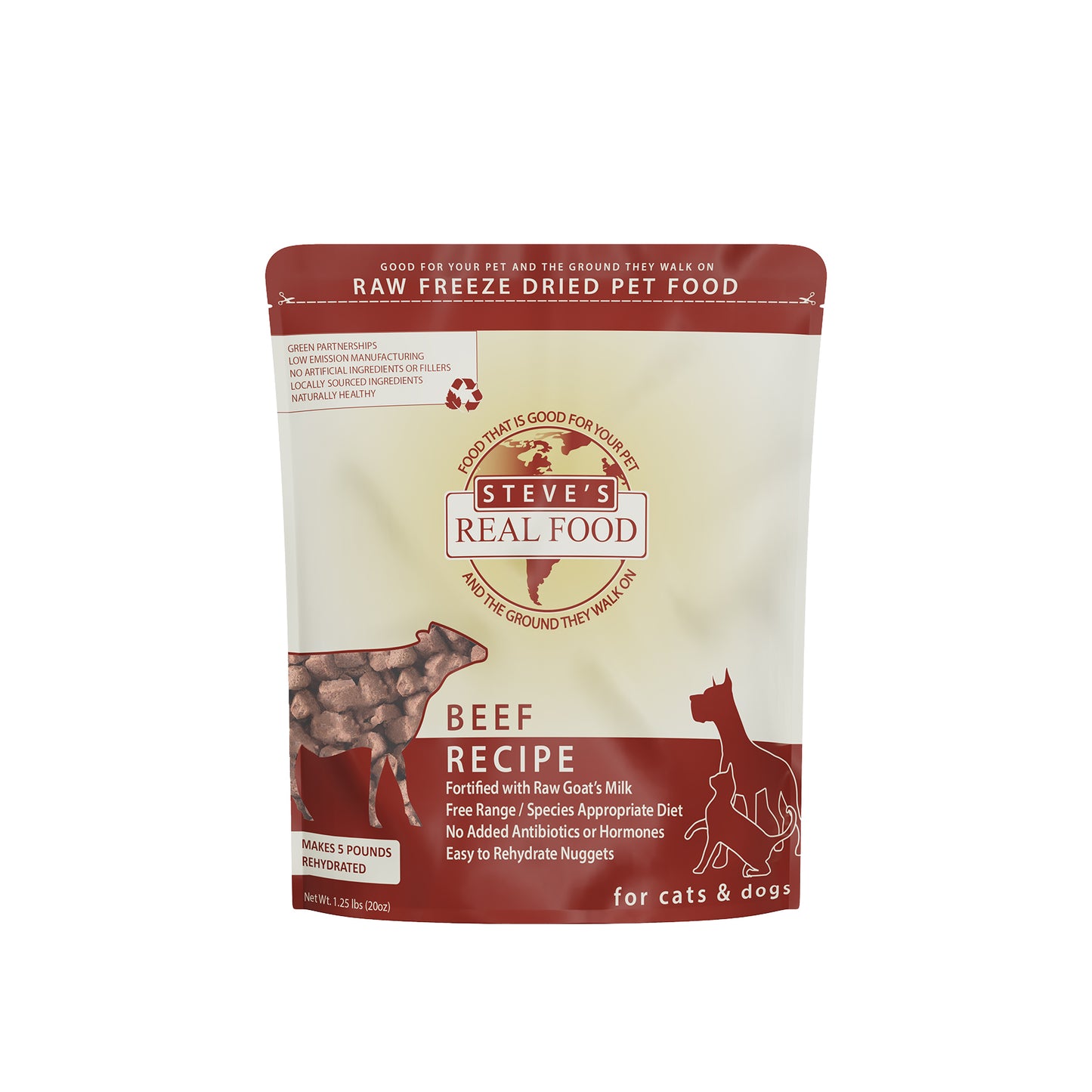 [Bundle Deal] Steve's Real Food Original Beef Freeze Dried Raw Nuggets Cat and Dog Food 20oz