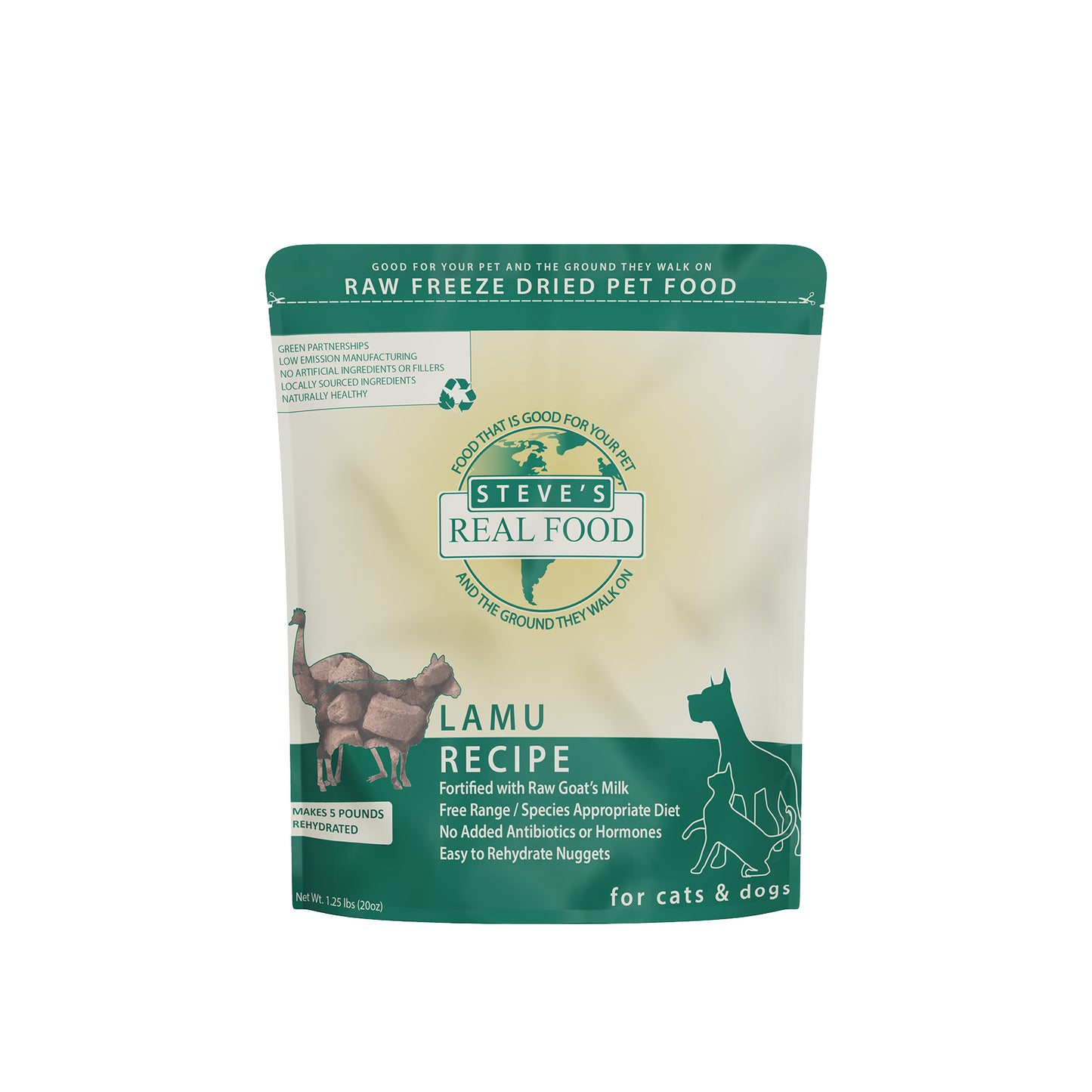 [Bundle Deal] Steve's Real Food Original Lamu Freeze Dried Raw Nuggets Cat and Dog Food 20oz