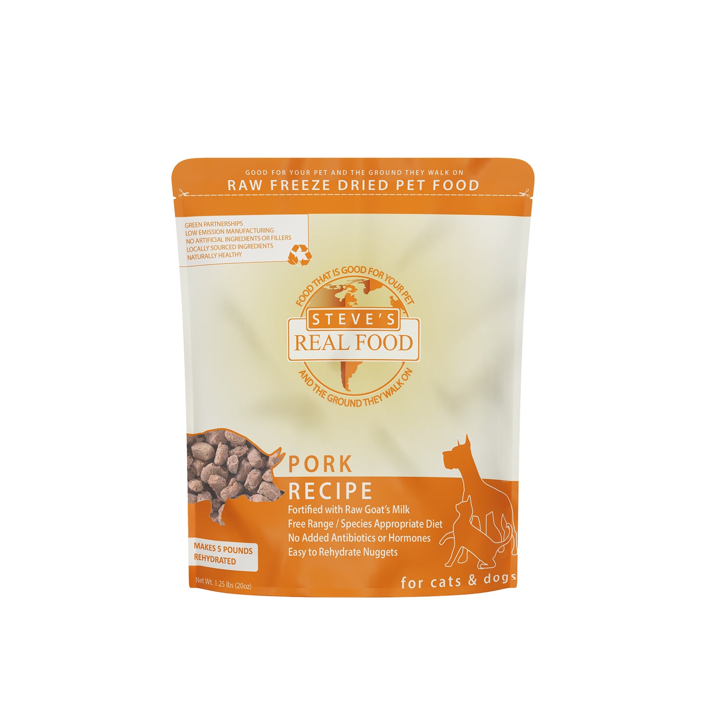 [Bundle Deal] Steve's Real Food Original Pork Freeze Dried Raw Nuggets Cat and Dog Food 20oz