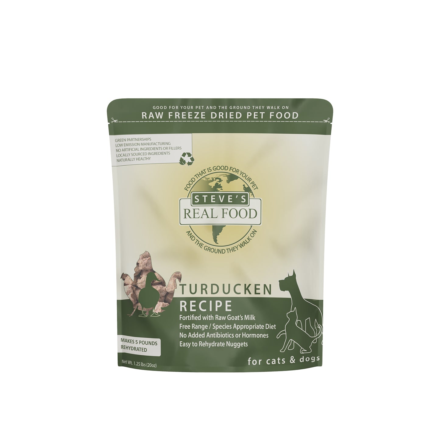 [Bundle Deal] Steve's Real Food Original Turducken Freeze Dried Raw Nuggets Cat and Dog Food 20oz
