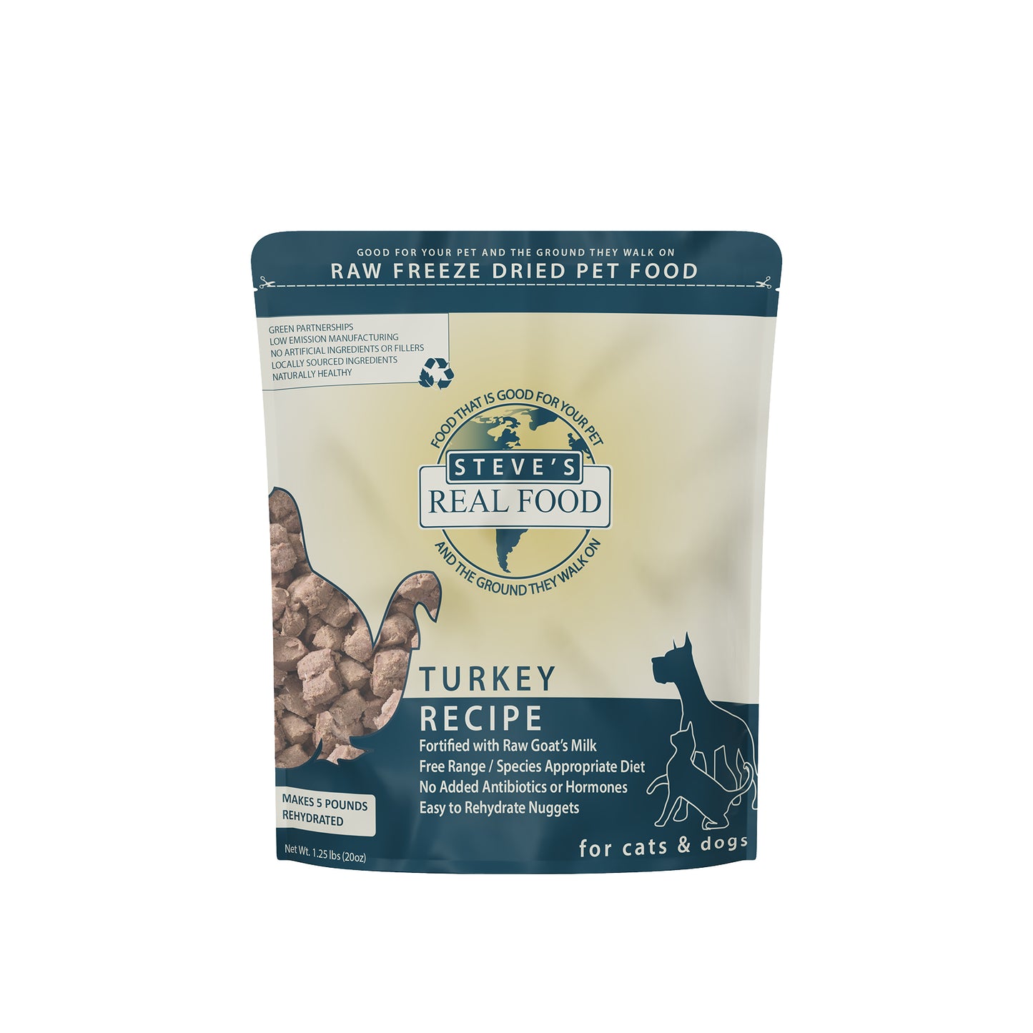 [Bundle Deal] Steve's Real Food Original Turkey Freeze Dried Raw Nuggets Cat and Dog Food 20oz