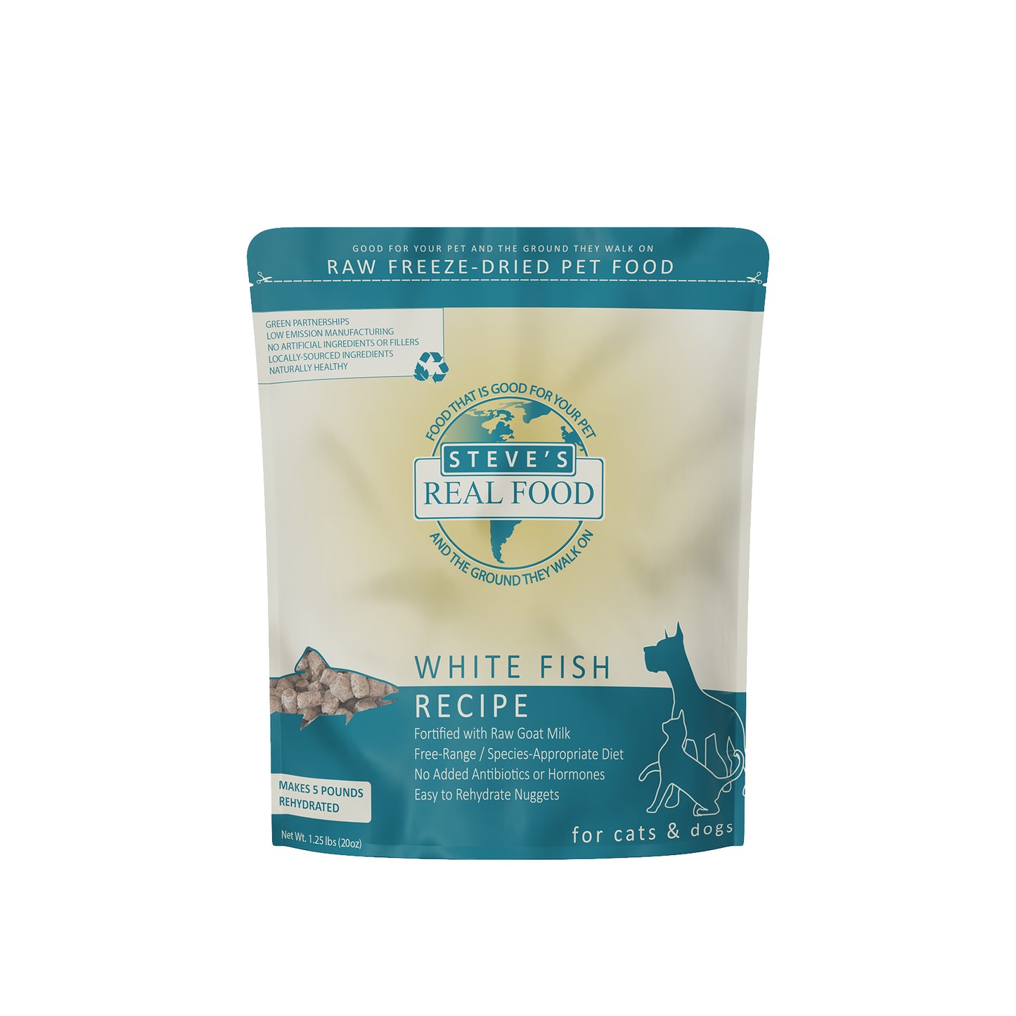 [Bundle Deal] Steve's Real Food Original Whitefish Freeze Dried Raw Nuggets Cat and Dog Food 20oz