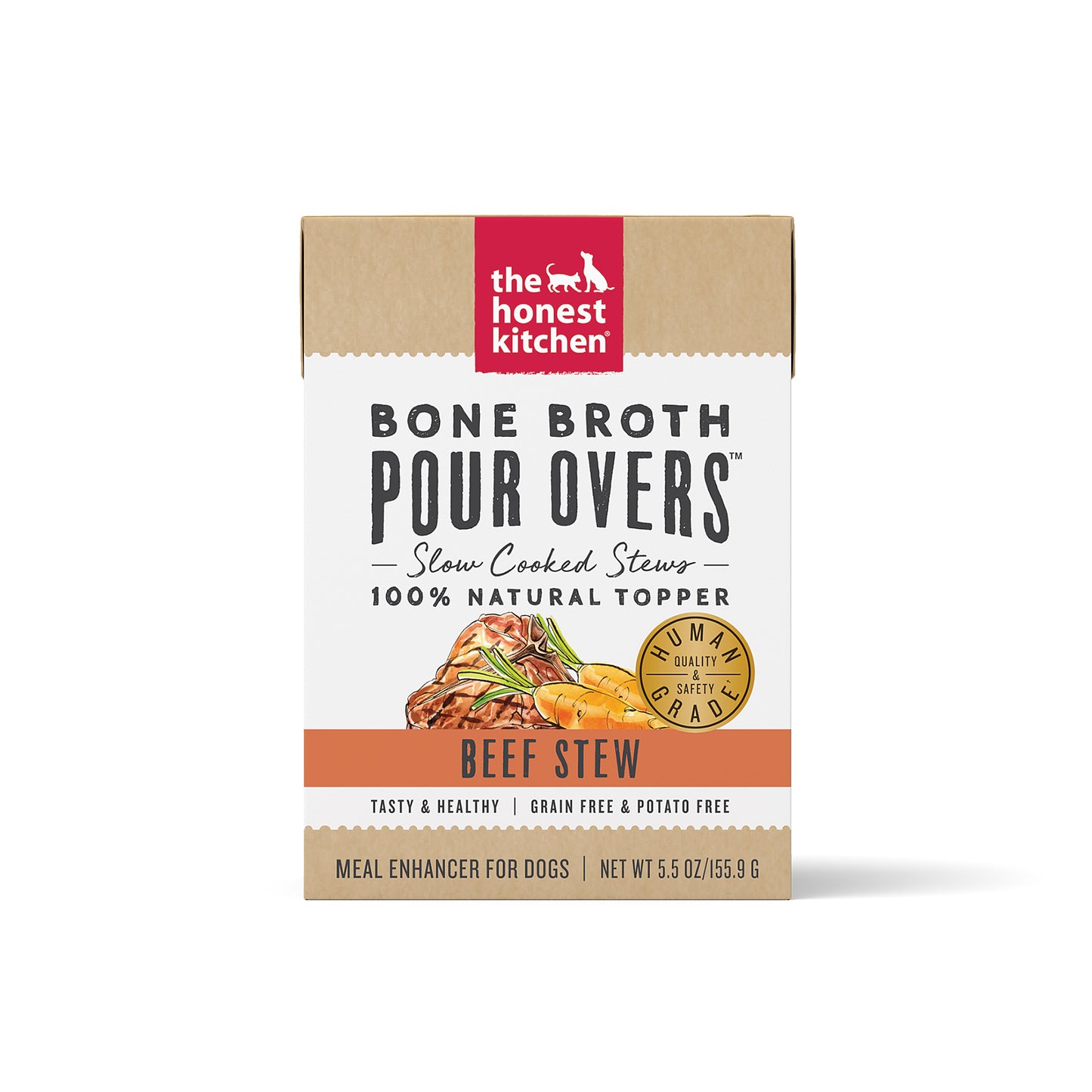 The Honest Kitchen Bone Broth Pour Overs Beef Stew Wet Dog Food Toppers 5.5oz