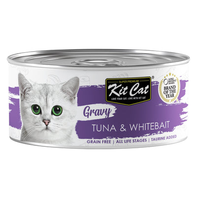 [As Low As $0.91 Each] Kit Cat Gravy Tuna & Whitebait Wet Cat Canned Food 70g