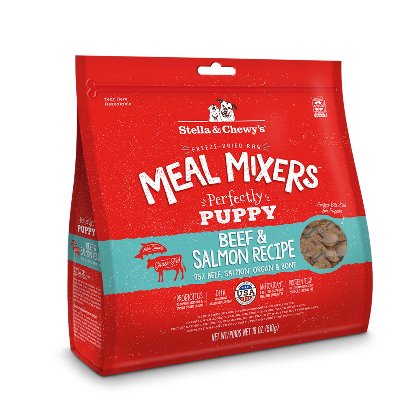 Stella & Chewy's Meal Mixers Perfectly Puppy Beef & Salmon Freeze Dried Dog Food Topper 18oz