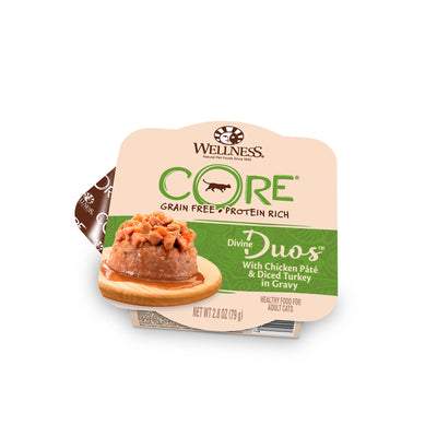 Wellness CORE Divine Duos Grain-Free Chicken Paté & Diced Turkey Wet Cat Food 2.8oz