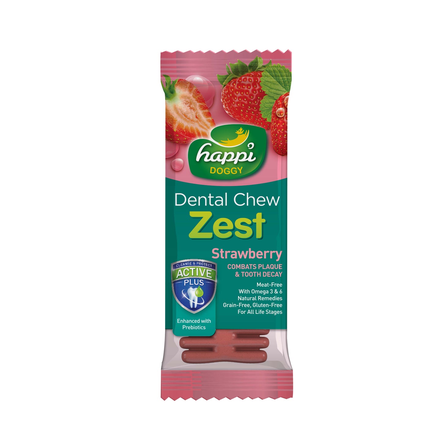 [25 for 7% OFF] Happi Doggy Zest Strawberry Dental Chew 25g (4 Inch)