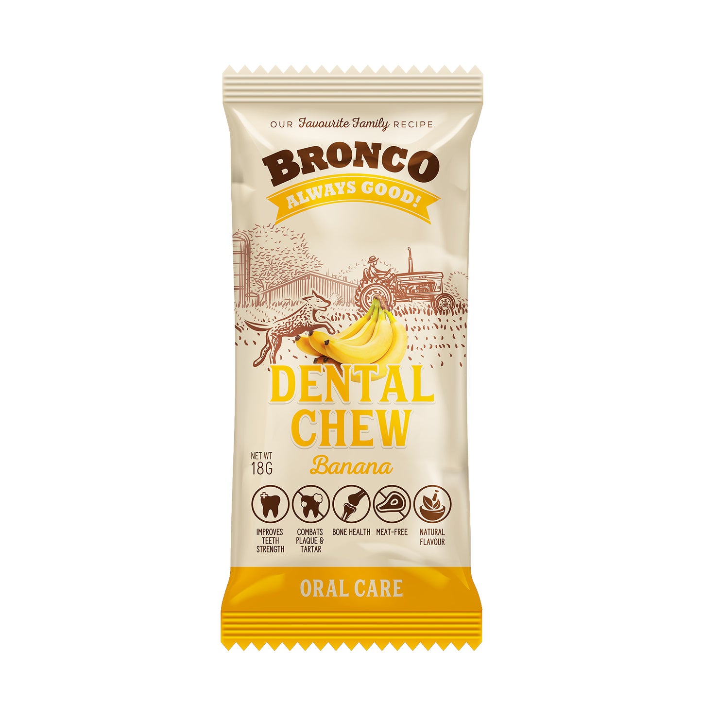 [As Low As $0.80 Each] Bronco Banana Dental Chew 18g