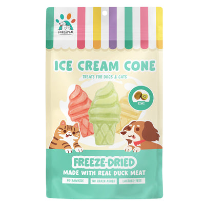 [3 for 5% Off] SingAPaw Ice Cream Cone Kiwi Freeze Dried Treats for Cats & Dogs 48g