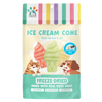 [3 for 5% Off] SingAPaw Ice Cream Cone Milk Freeze Dried Treats for Cats & Dogs 48g