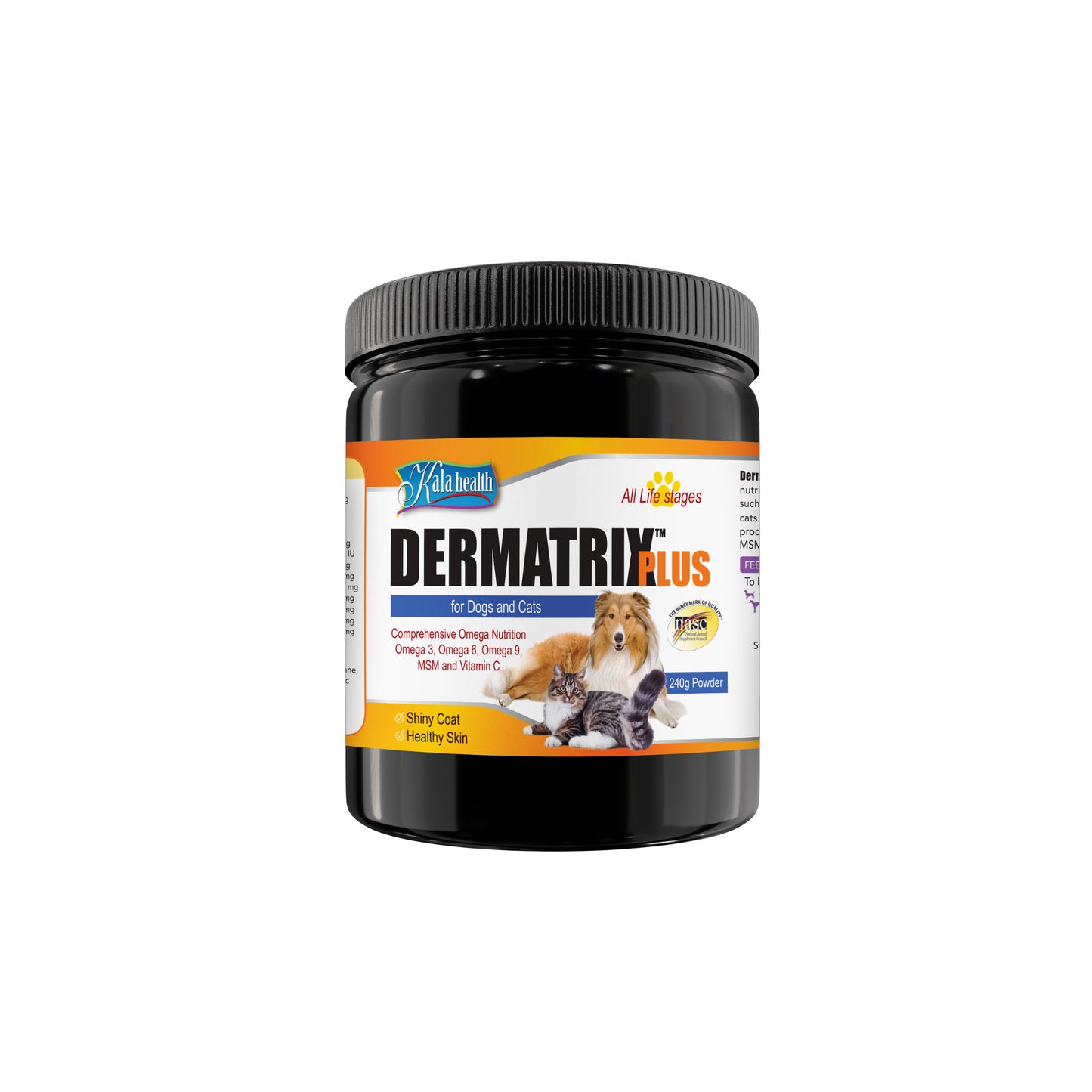 [2 for 5% Off] Kala Health DERMATRIX® Plus Powder Skin & Coat Pet Supplement for Cats & Dogs 240g