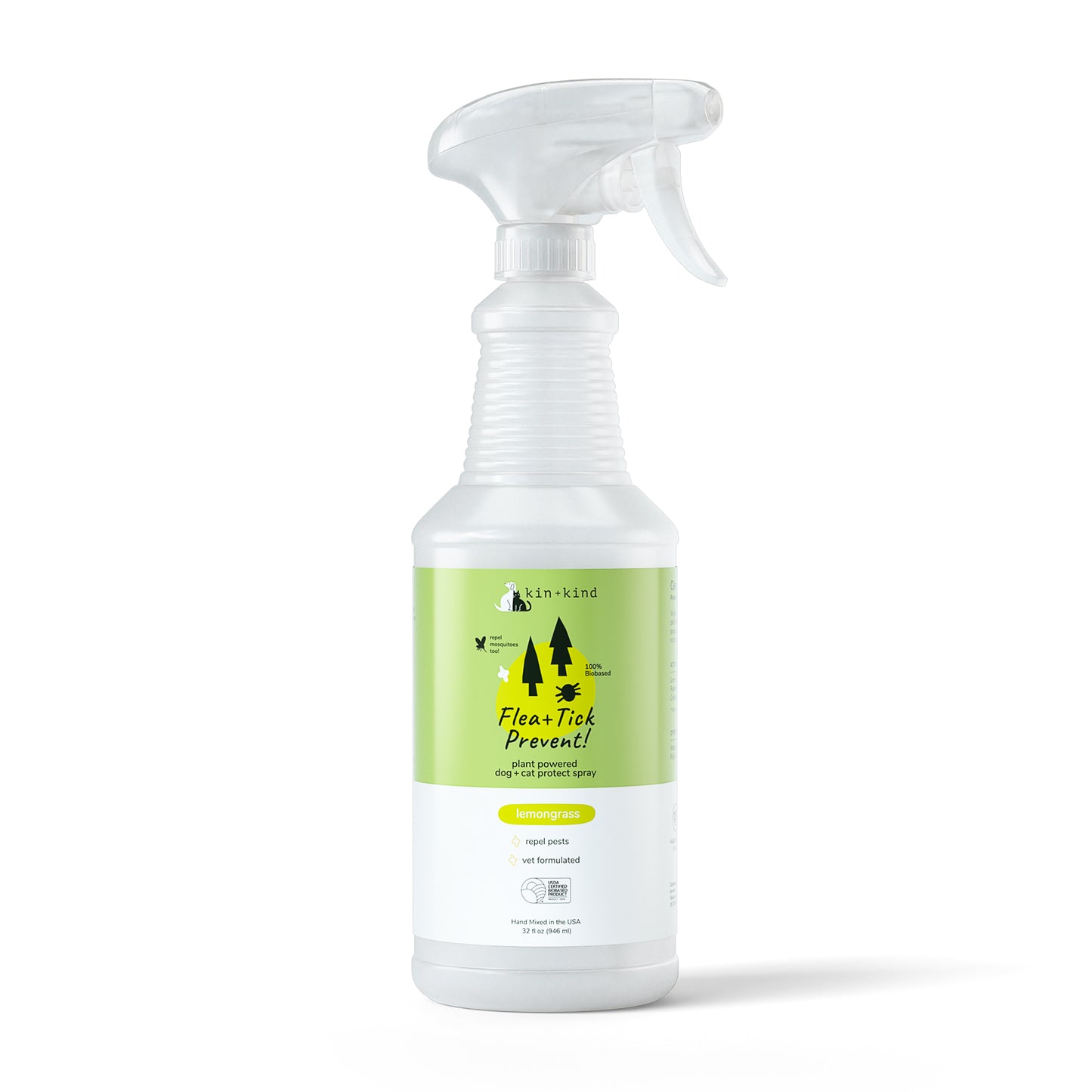 Kin+Kind Lemongrass Flea & Tick Repel Spray for Dogs & Cats (2 sizes)