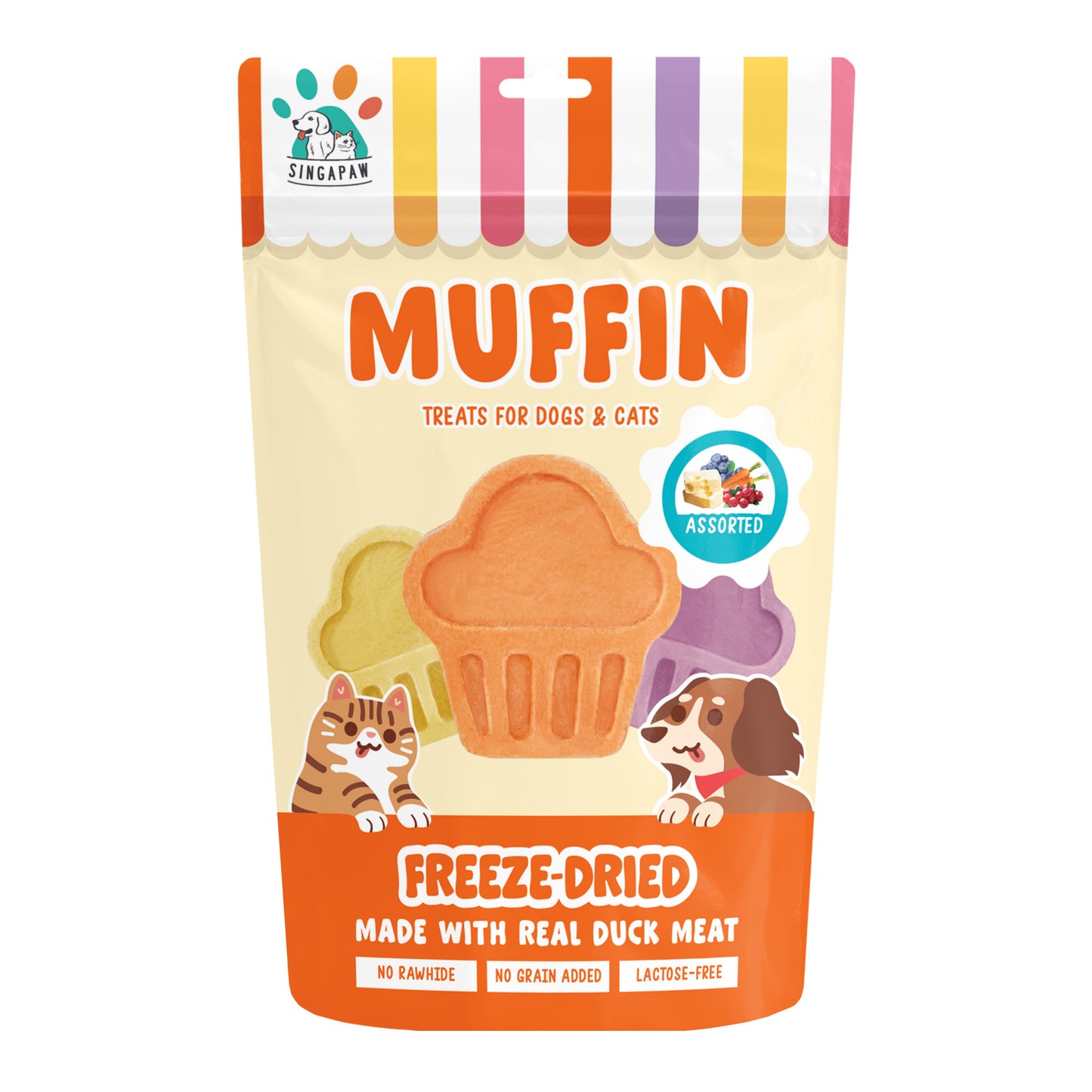 [3 for 5% Off] SingAPaw Muffins Assorted Freeze Dried Treats for Cats & Dogs 100g