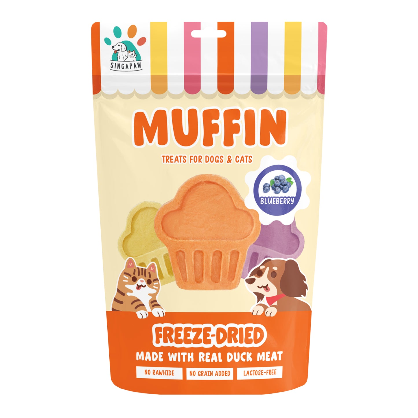 [3 for 5% Off] SingAPaw Muffins Blueberry Freeze Dried Treats for Cats & Dogs 100g