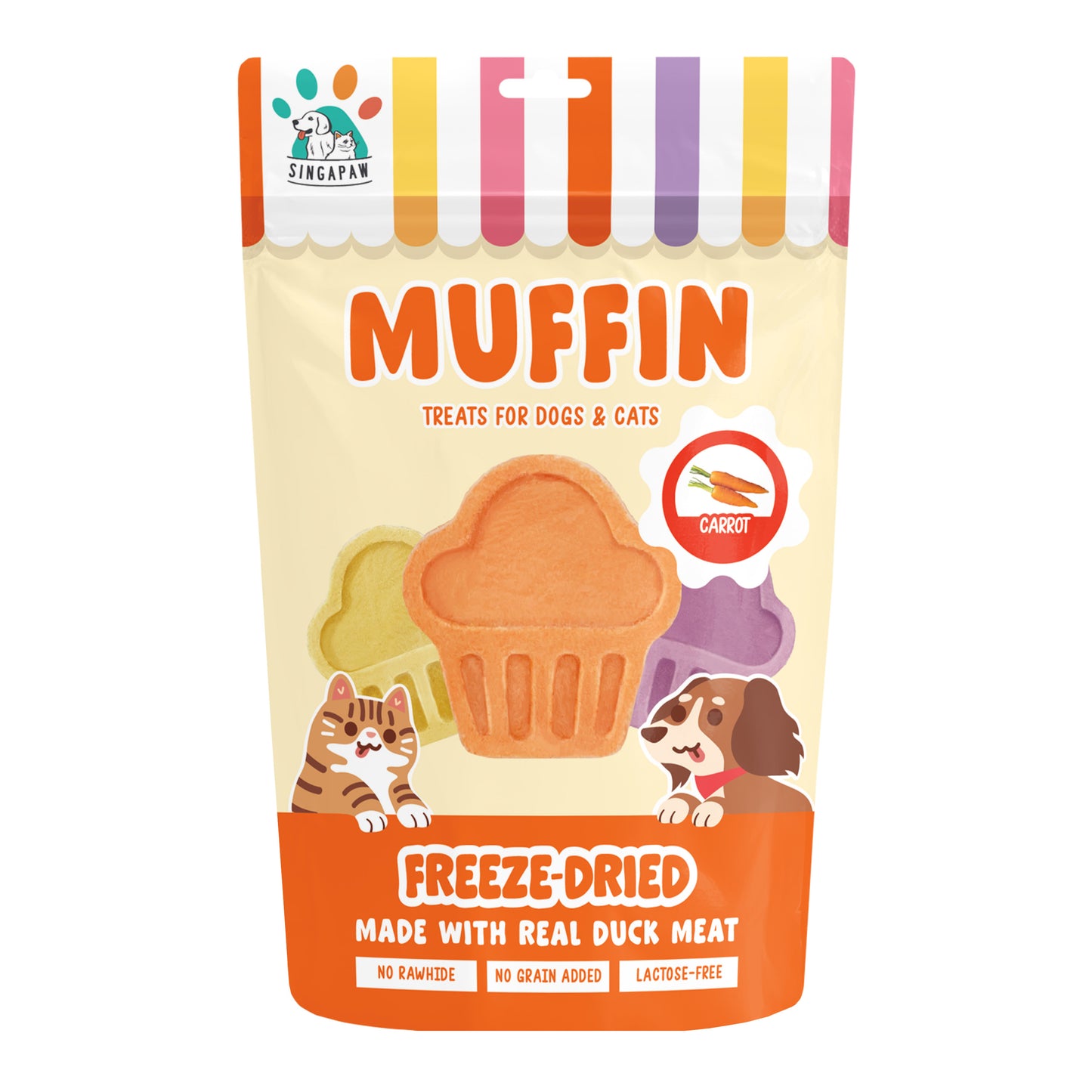 [3 for 5% Off] SingAPaw Muffins Carrot Freeze Dried Treats for Cats & Dogs 100g