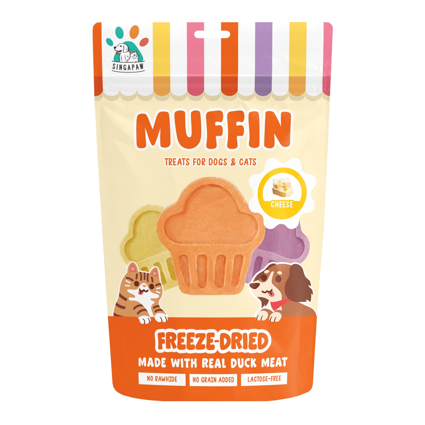[3 for 5% Off] SingAPaw Muffins Cheese Freeze Dried Treats for Cats & Dogs 100g