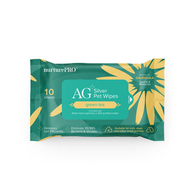 [As Low As $0.75 Each] Nurture Pro AG+ Silver Green Tea Pet Wipes 10pcs