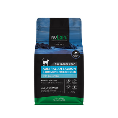 Nutripe Essence Grain Free Australian Salmon & Hormone-Free Chicken with Green Tripe Dry Cat Food (3 sizes)