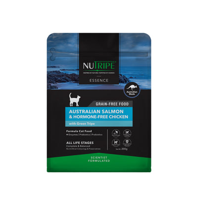 Nutripe Essence Grain Free Australian Salmon & Hormone-Free Chicken with Green Tripe Dry Cat Food (3 sizes)