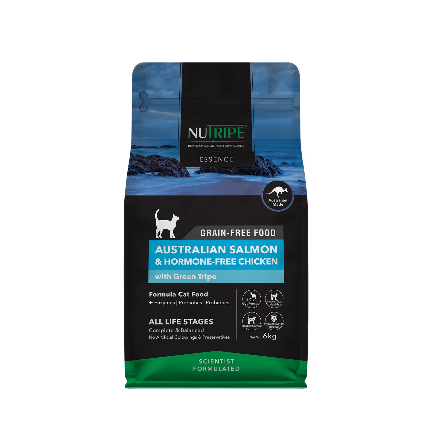 Nutripe Essence Grain Free Australian Salmon & Hormone-Free Chicken with Green Tripe Dry Cat Food (3 sizes)