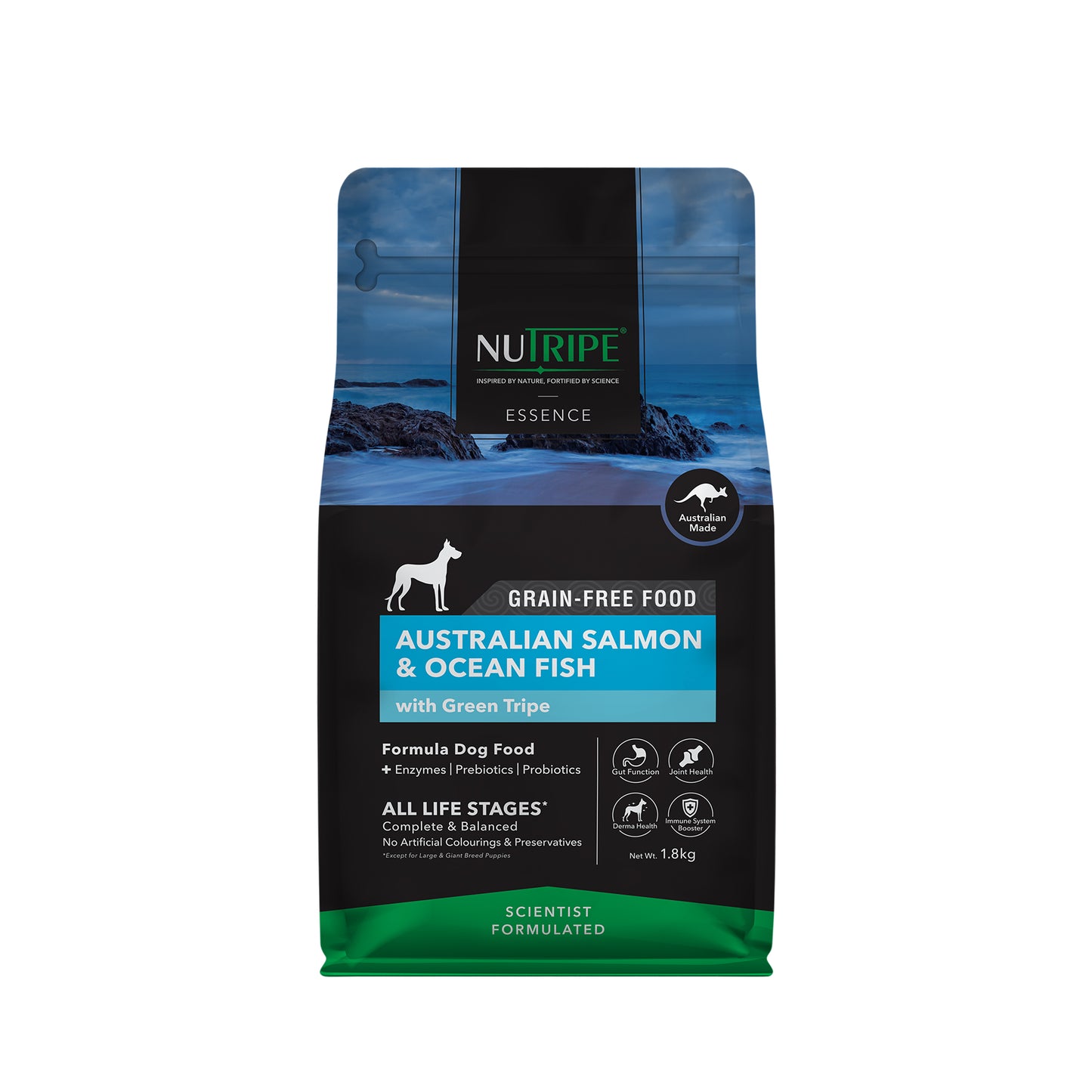 Nutripe Essence Grain Free Australian Salmon & Ocean Fish with Green Tripe Dry Dog Food (3 sizes)