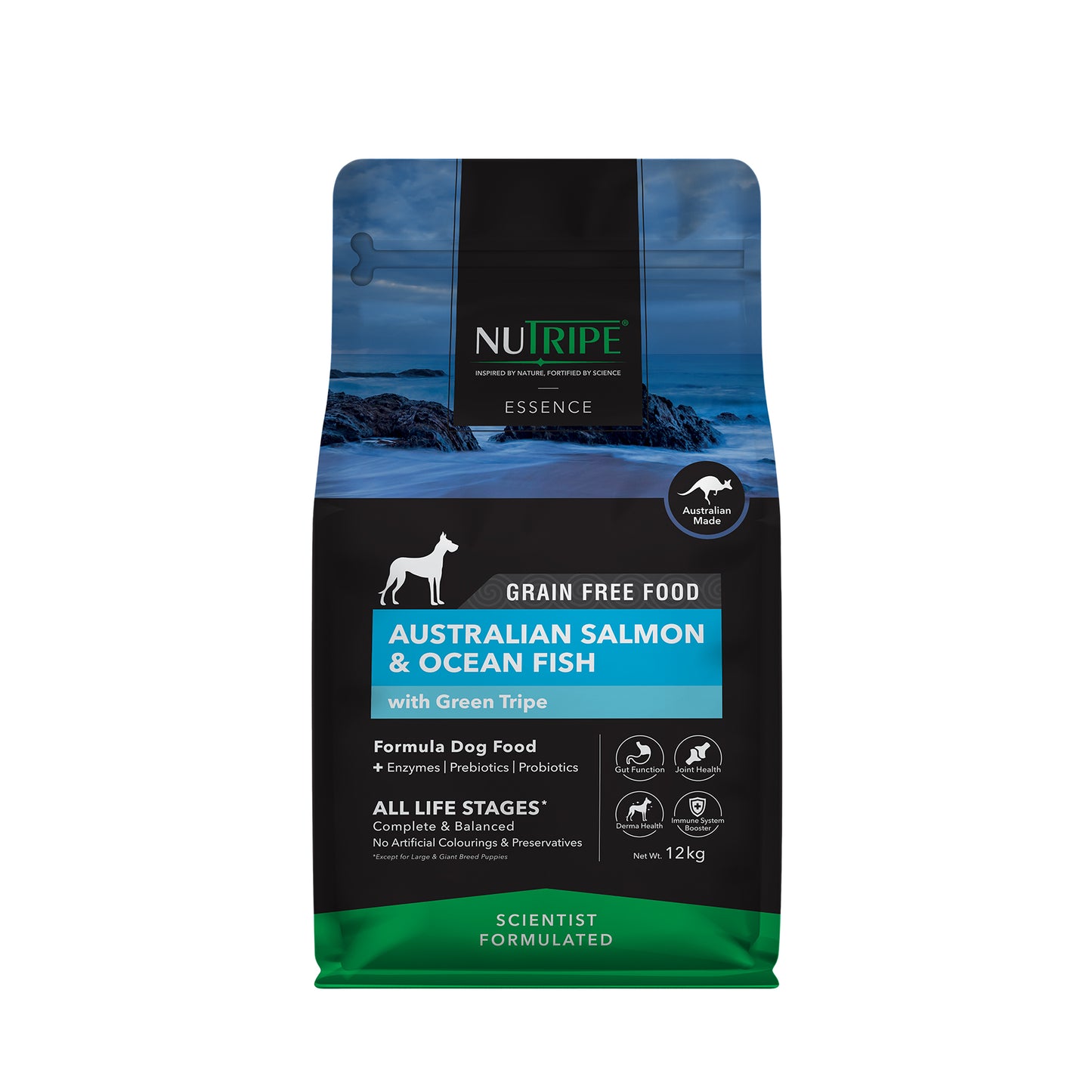 Nutripe Essence Grain Free Australian Salmon & Ocean Fish with Green Tripe Dry Dog Food (3 sizes)