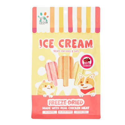 [3 for 5% Off] SingAPaw Ice Cream Beef & Cranberry Freeze Dried Treats for Cats & Dogs 48g