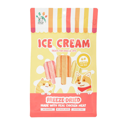 [3 for 5% Off] SingAPaw Ice Cream Salmon & Egg Yolk Freeze Dried Treats for Cats & Dogs 48g