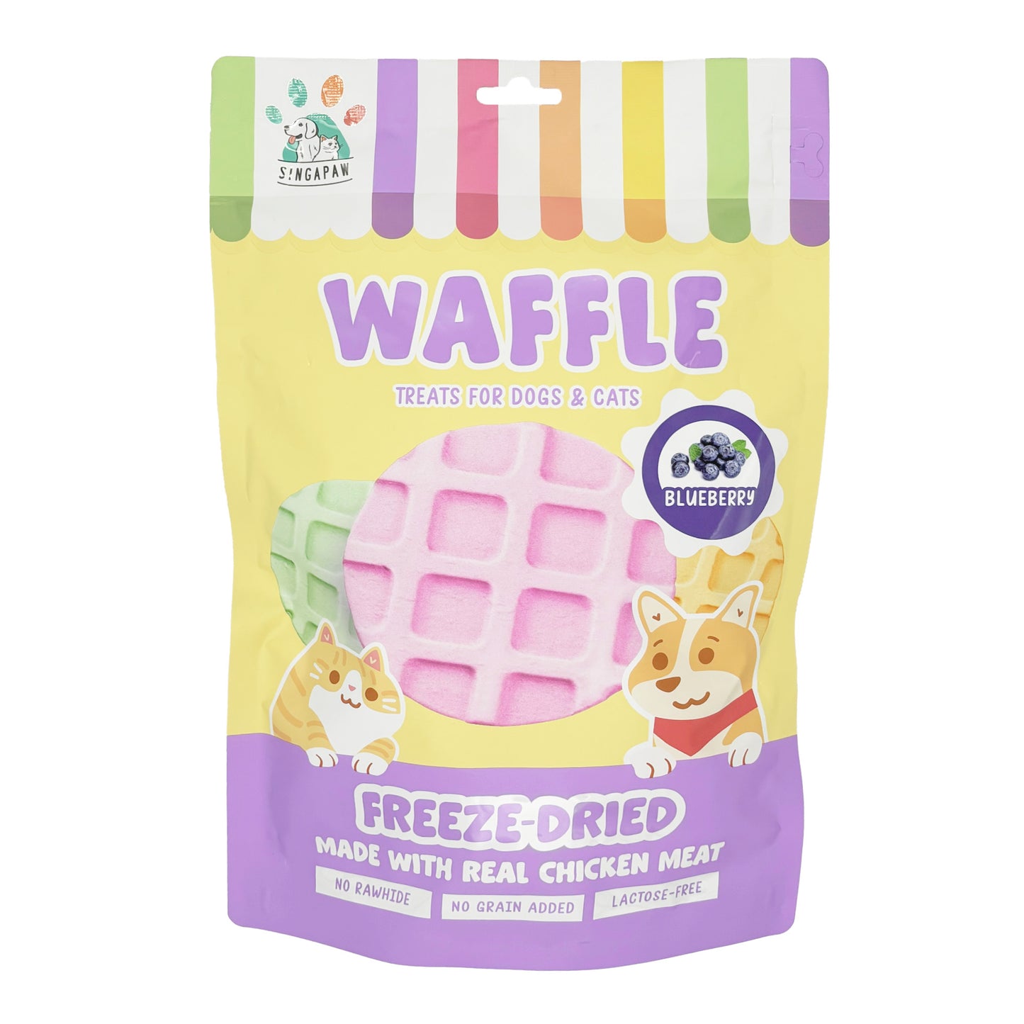 [3 for 5% Off] SingAPaw Waffles Blueberry Freeze Dried Treats for Cats & Dogs 120g