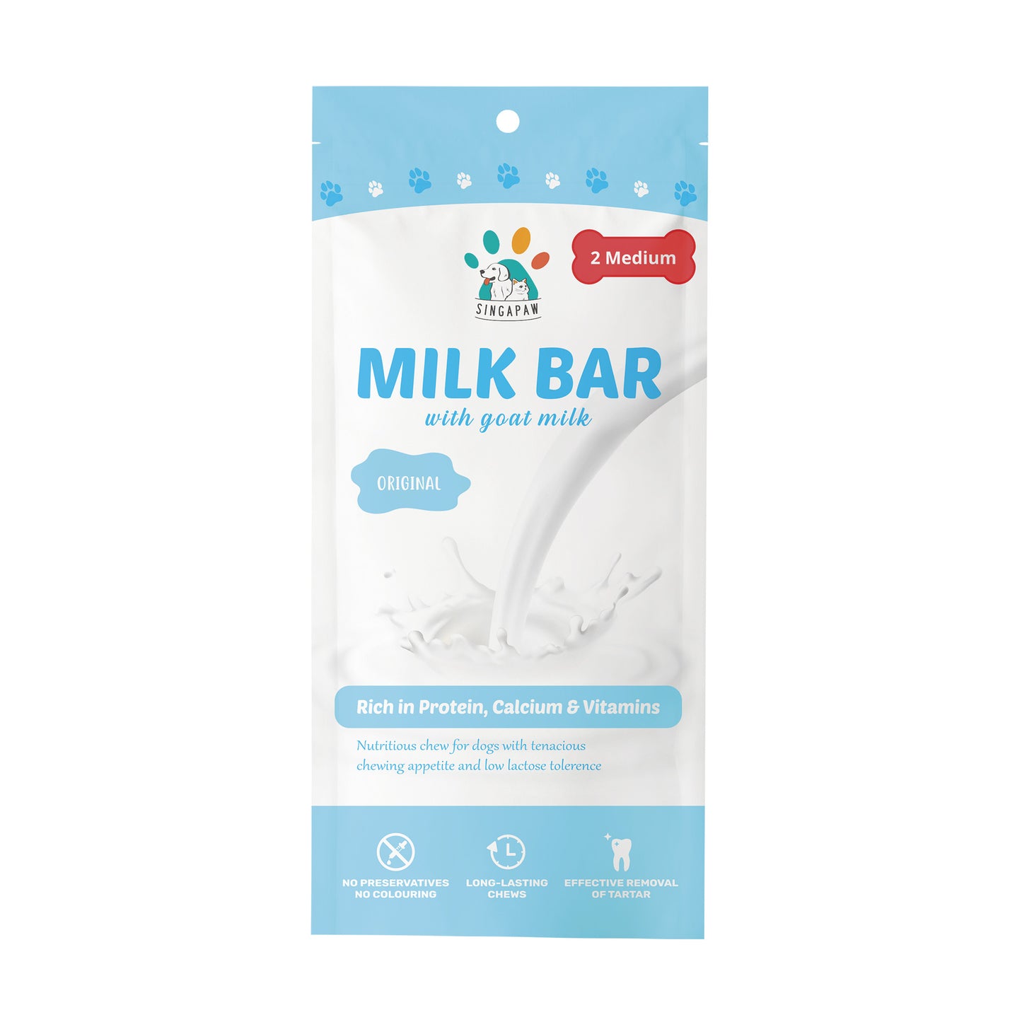 [3 for 5% Off] SingAPaw Milk Bar with Goat Milk Original Dental Chew for Dogs (2 sizes)