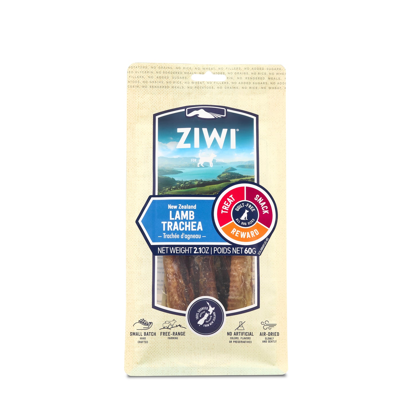 Ziwi Peak Single Protein Air Dried Lamb Trachea Dog Treats 60g