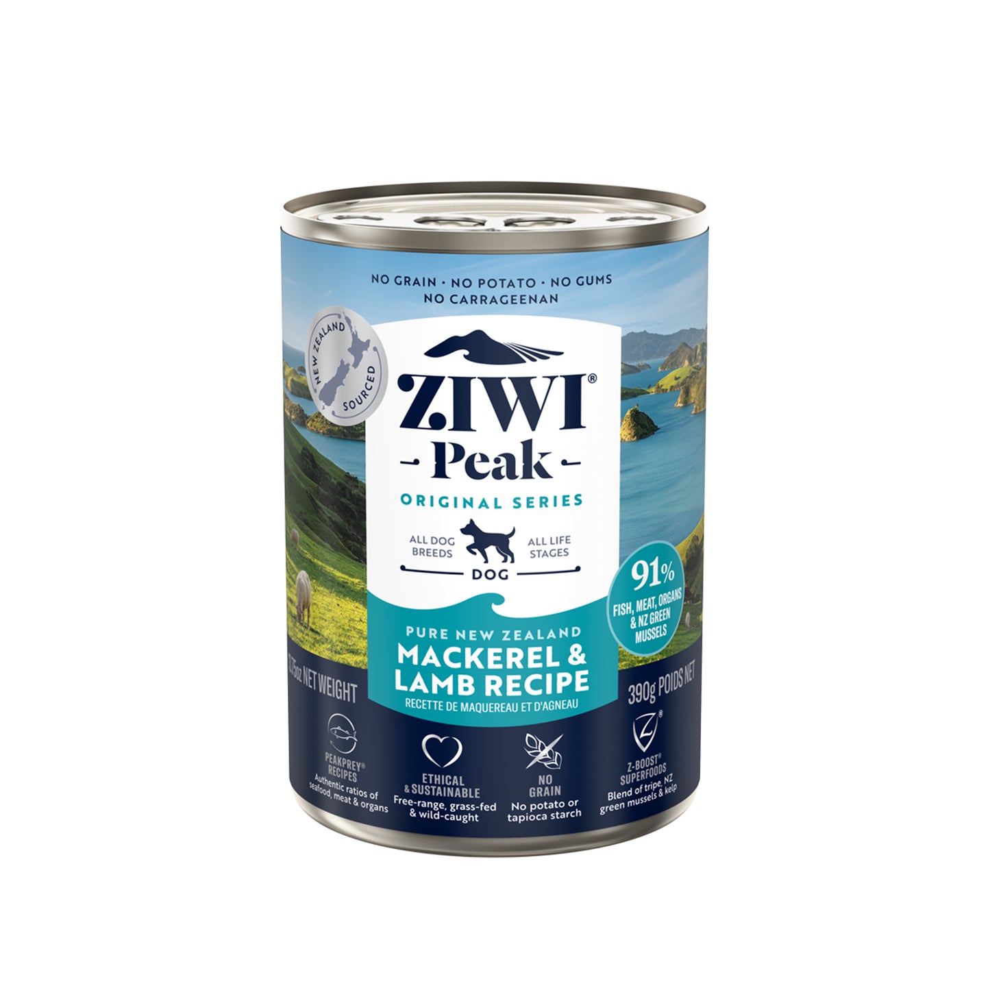 Ziwi Peak Originals Grain-Free Mackerel & Lamb Canned Dog Food 390g