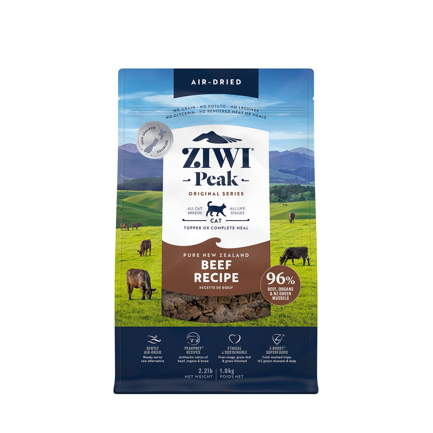 Ziwi Peak Originals Gently Air-Dried Grain-Free Beef Cat Food (2 sizes)