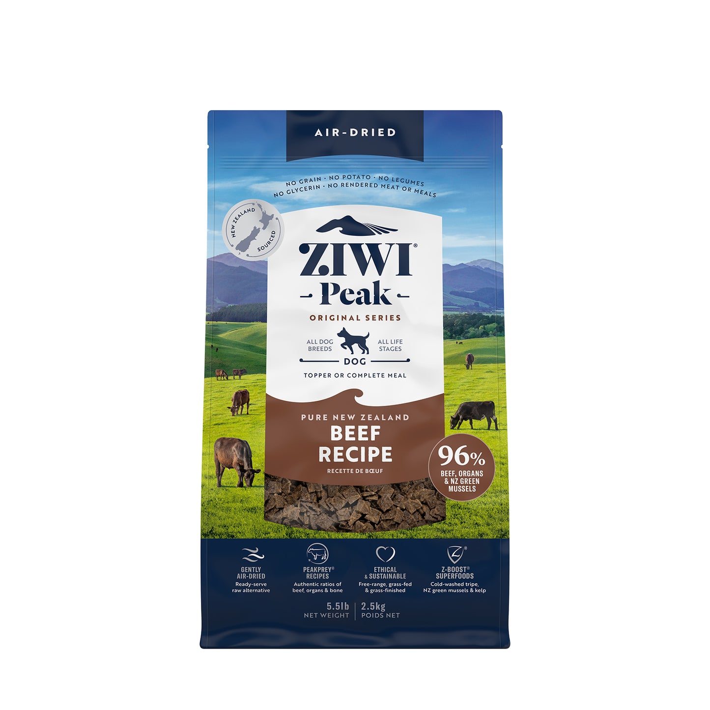 Ziwi Peak Originals Gently Air-Dried Grain-Free Beef Dog Food (4 sizes)