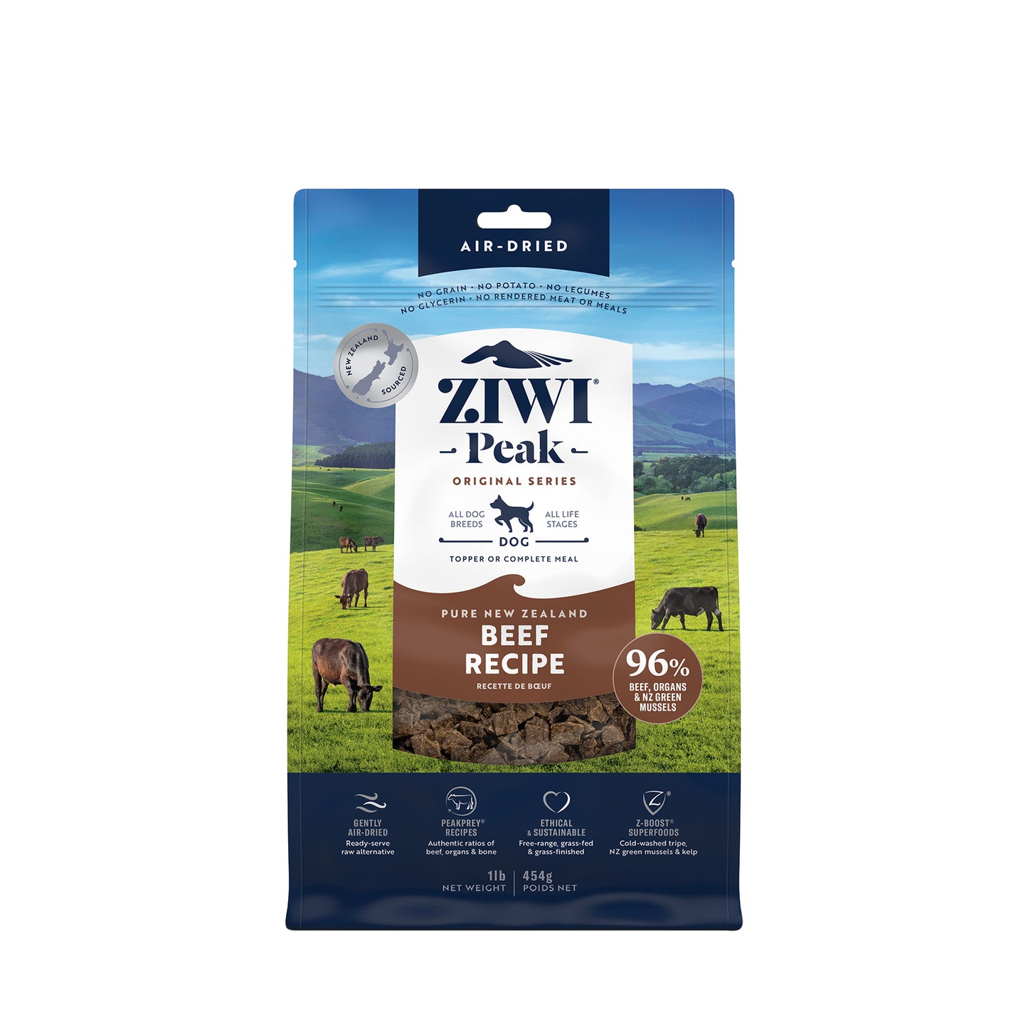 Ziwi Peak Originals Gently Air-Dried Grain-Free Beef Dog Food (4 sizes)