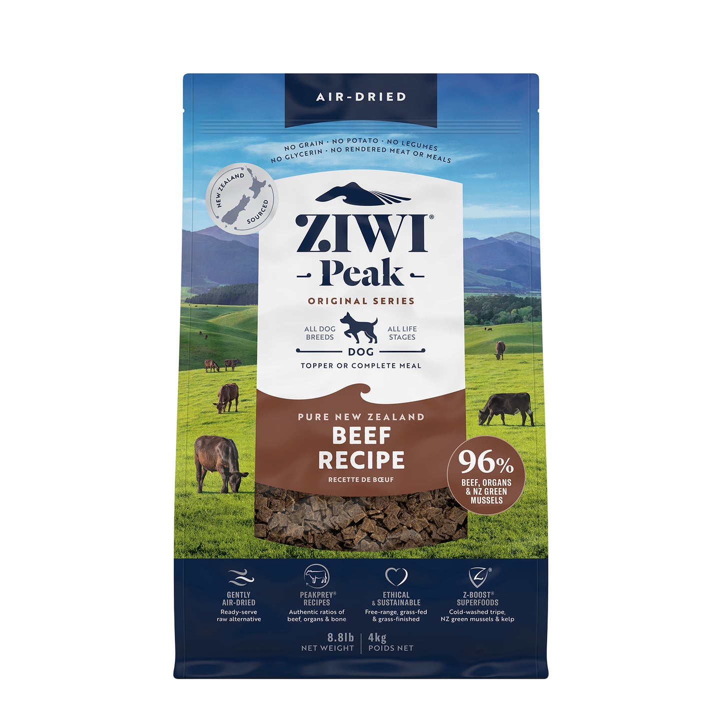 Ziwi Peak Originals Gently Air-Dried Grain-Free Beef Dog Food (4 sizes)