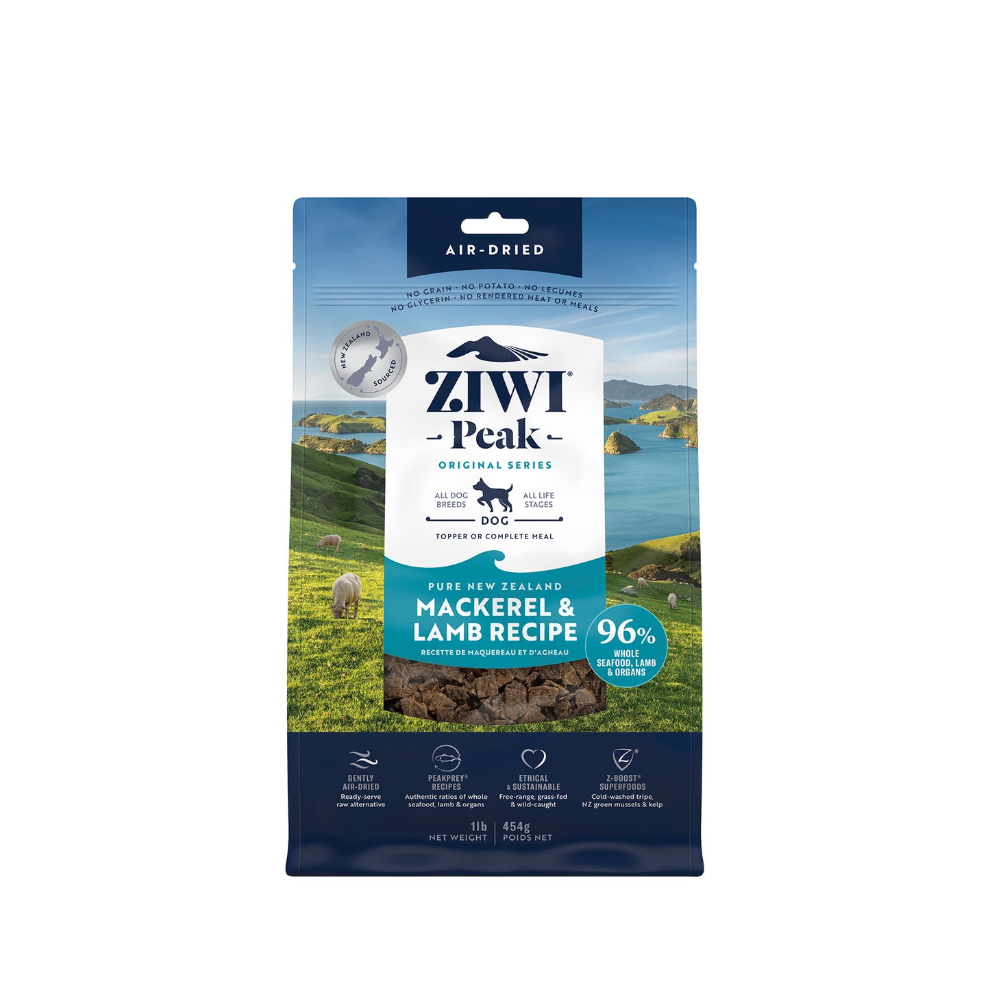 Ziwi Peak Originals Gently Air-Dried Grain-Free Mackerel & Lamb Dog Food (4 sizes)