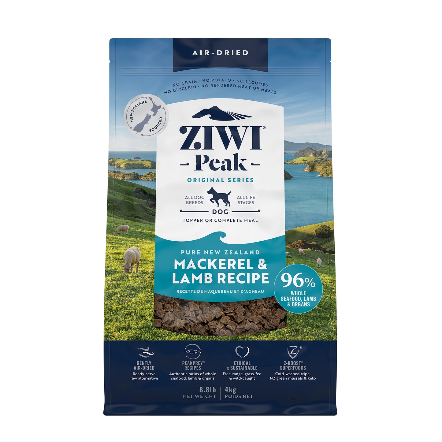 Ziwi Peak Originals Gently Air-Dried Grain-Free Mackerel & Lamb Dog Food (4 sizes)