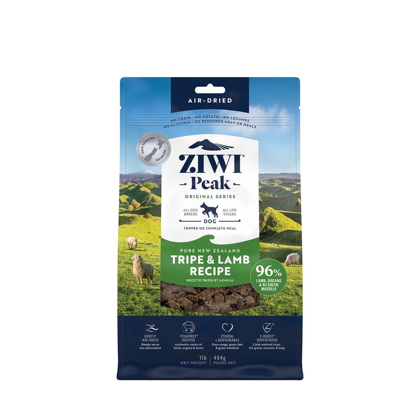 Ziwi Peak Originals Gently Air-Dried Grain-Free Tripe & Lamb Dog Food (3 sizes)