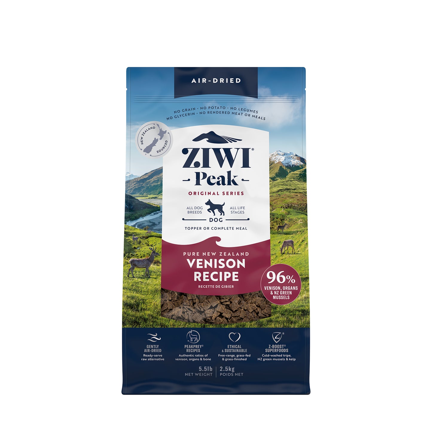 Ziwi Peak Originals Gently Air-Dried Grain-Free Venison Dog Food (3 sizes)