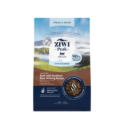 Ziwi Peak Steam & Gently Dried Beef with Southern Blue Whiting Dry Cat Food (2 sizes)