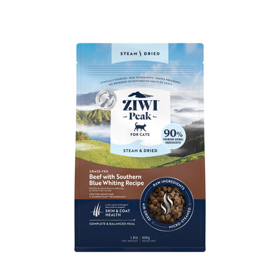 Ziwi Peak Steam & Gently Dried Beef with Southern Blue Whiting Dry Cat Food (2 sizes)