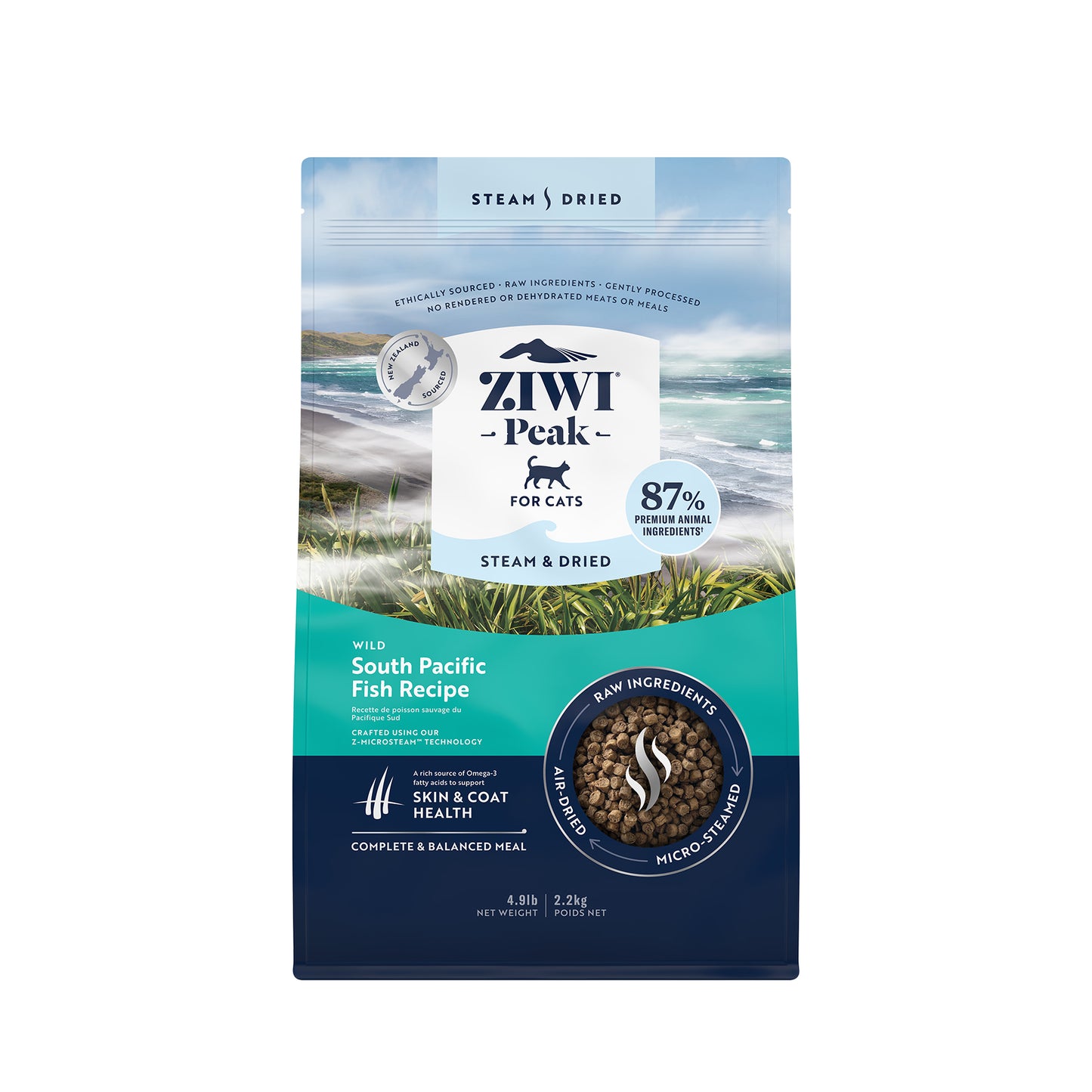 Ziwi Peak Steam & Gently Dried Wild South Pacific Fish Dry Cat Food (2 sizes)