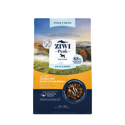 Ziwi Peak Steam & Gently Dried Cage-Free Chicken with Orchard Fruits Dry Dog Food (3 sizes)