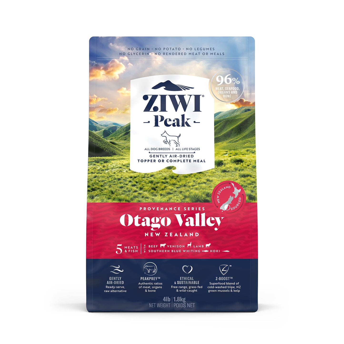 Ziwi Peak Provenance Gently Air-Dried Grain-Free Otago Valley Dog Food (3 sizes)